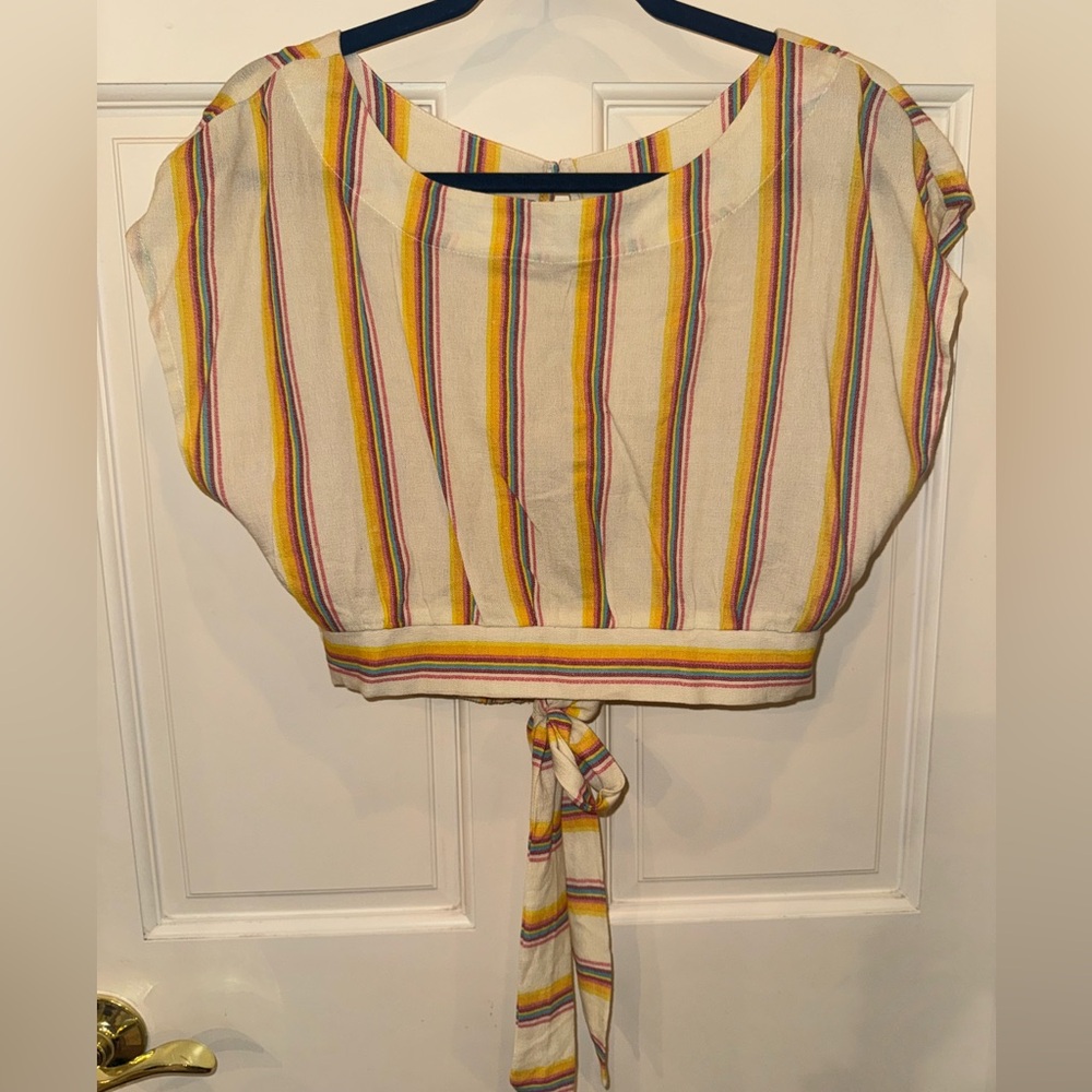 Striped Yellow and White Jumpsuit - Picture 5 of 10